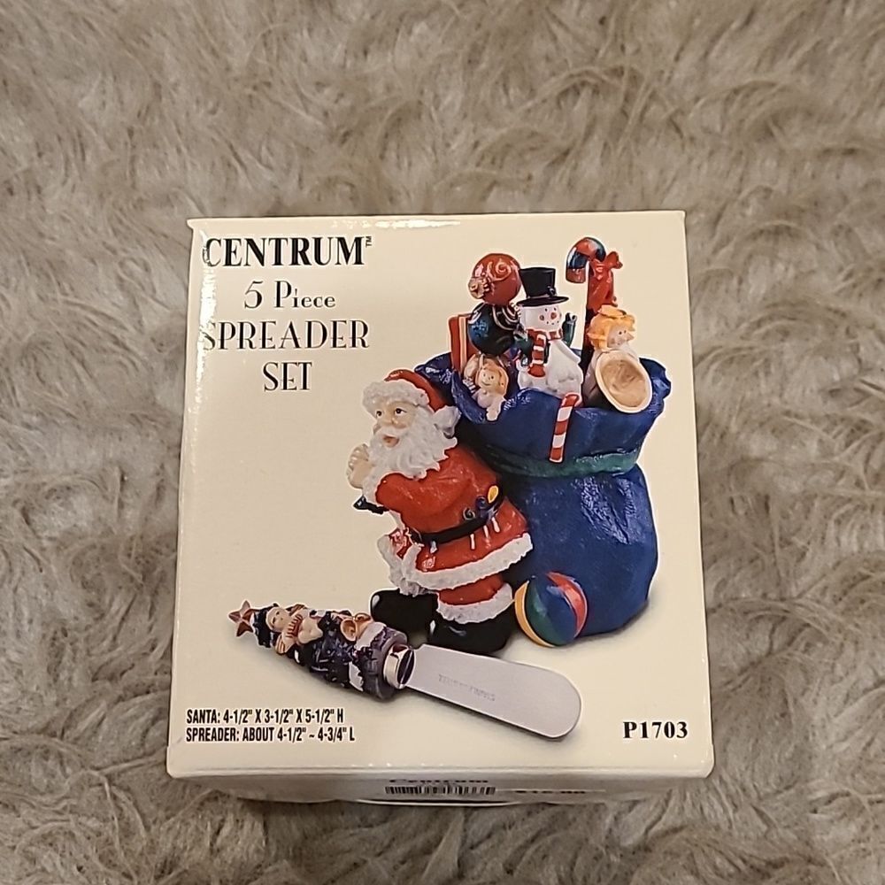 NWT Centrum 5 piece red and‎ blue Santa spreader set